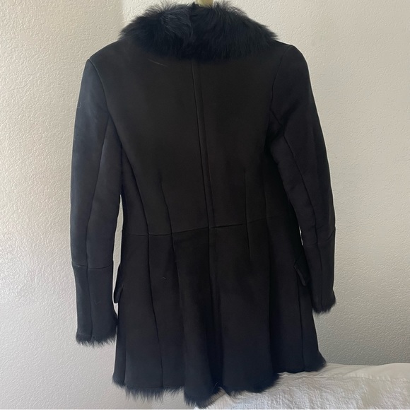 Prada Black 100% Lamb Shearling Sheep Fur Coat in Small US 4 IT 40 Authentic - Picture 2 of 15
